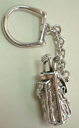 sterling silver Silver Golf Bag Key Chain/Ring.
