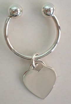 sterling silver Silver Key Ring with Heart Tag.