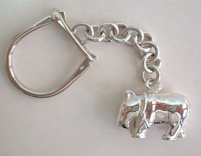 sterling silver Silver Hippopotamus Key Chain/Ring.
