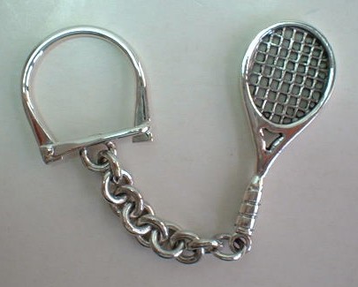 sterling silver Silver Tennis Racket Key Chain/Ring.
