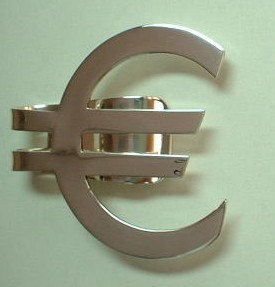 sterling silver Euro Currency Sign Silver Money Clip.