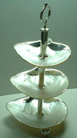 sterling silver Mother of Pearl Shell Dish Stack Set.