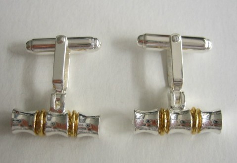 sterling silver Sterling silver Cuff Links/Cufflinks with 18K gold-plated accents