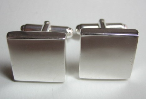 sterling silver Square Silver Cuff Links/Cufflinks (Engravable)