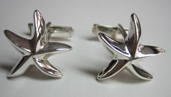 sterling silver Starfish Cuff Links/Cufflinks.