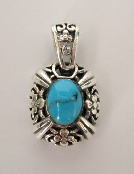 sterling silver Oval Turquoise Pendant